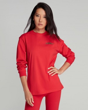 Camiseta Agent Provocateur Rayley Long Sleeve T-Shirt Mujer Red/Leopard Mexico | D5A-9672