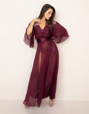Bata Agent Provocateur Agnese Long Kimono Mujer Morados Mexico | U0A-4640