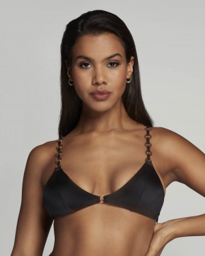 Parte de Arriba Bikini Agent Provocateur Ashia Bikini Top Mujer Negros Mexico | J9P-5009
