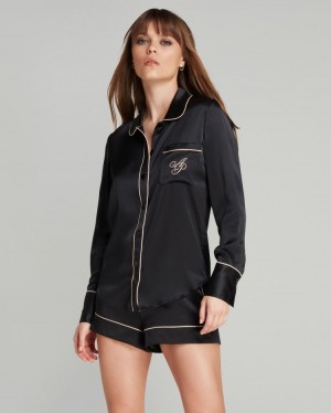 Pijama Agent Provocateur Classic PJ Pyjama Shirt Mujer Negros Mexico | T6V-6533