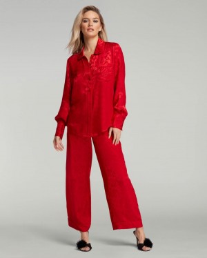 Pijama Agent Provocateur Kassidie Long Sleeved Pyjama Top Mujer Rojos Mexico | I8Y-8037
