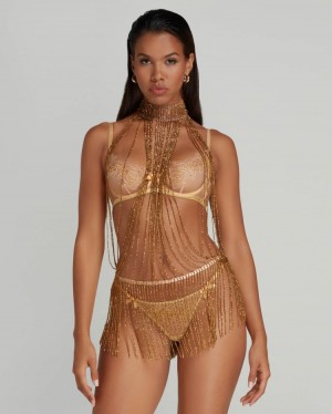 Playsuit Agent Provocateur Yarolika Playsuit Mujer Gold/Sand Mexico | X3S-2884