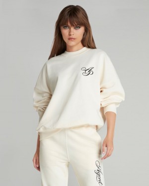 Ropa De Casa Agent Provocateur Rayley Sweatshirt Mujer Oat/Black Mexico | Z5I-4965