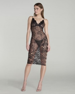 Resbalones Agent Provocateur Tasmina Slip Mujer Black/Sand Mexico | W7B-8753