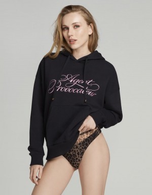 Sudadera con Capucha Agent Provocateur Rayley Oversized Hoodie Mujer Negros Mexico | L3V-9148