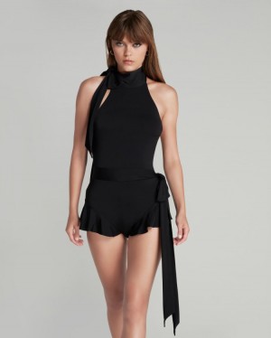 Tops Agent Provocateur Alanna Halter Top Mujer Negros Mexico | C0I-7985