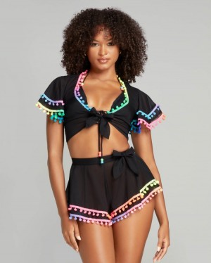 Tops Agent Provocateur Lely Beach Cover Up Top Mujer Negros Mexico | M7A-3525