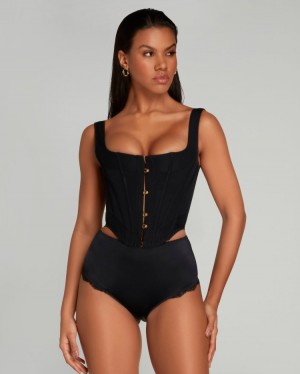 Tops Agent Provocateur Zena Corset Top Mujer Negros Mexico | W2N-9680